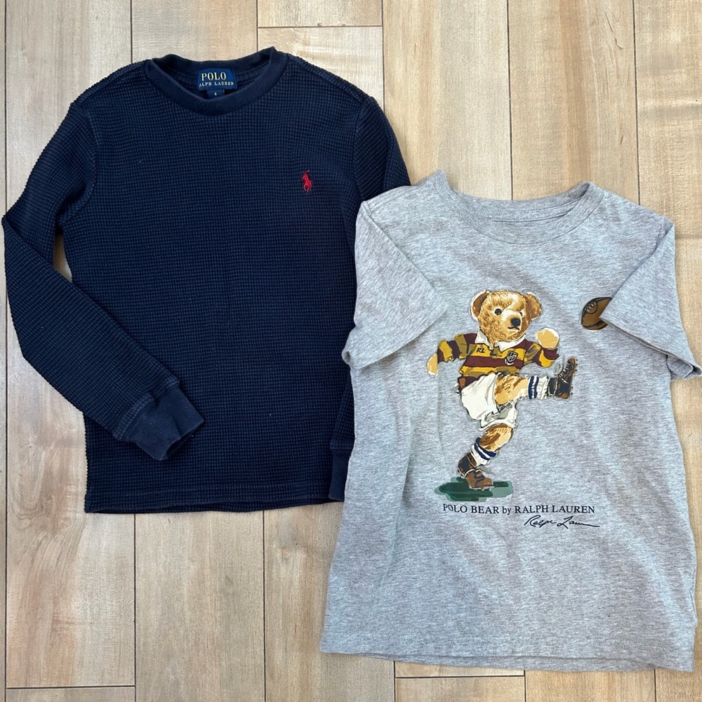 Polo by Ralph Lauren Kids Navy and Gray Long Sleeve Tees
